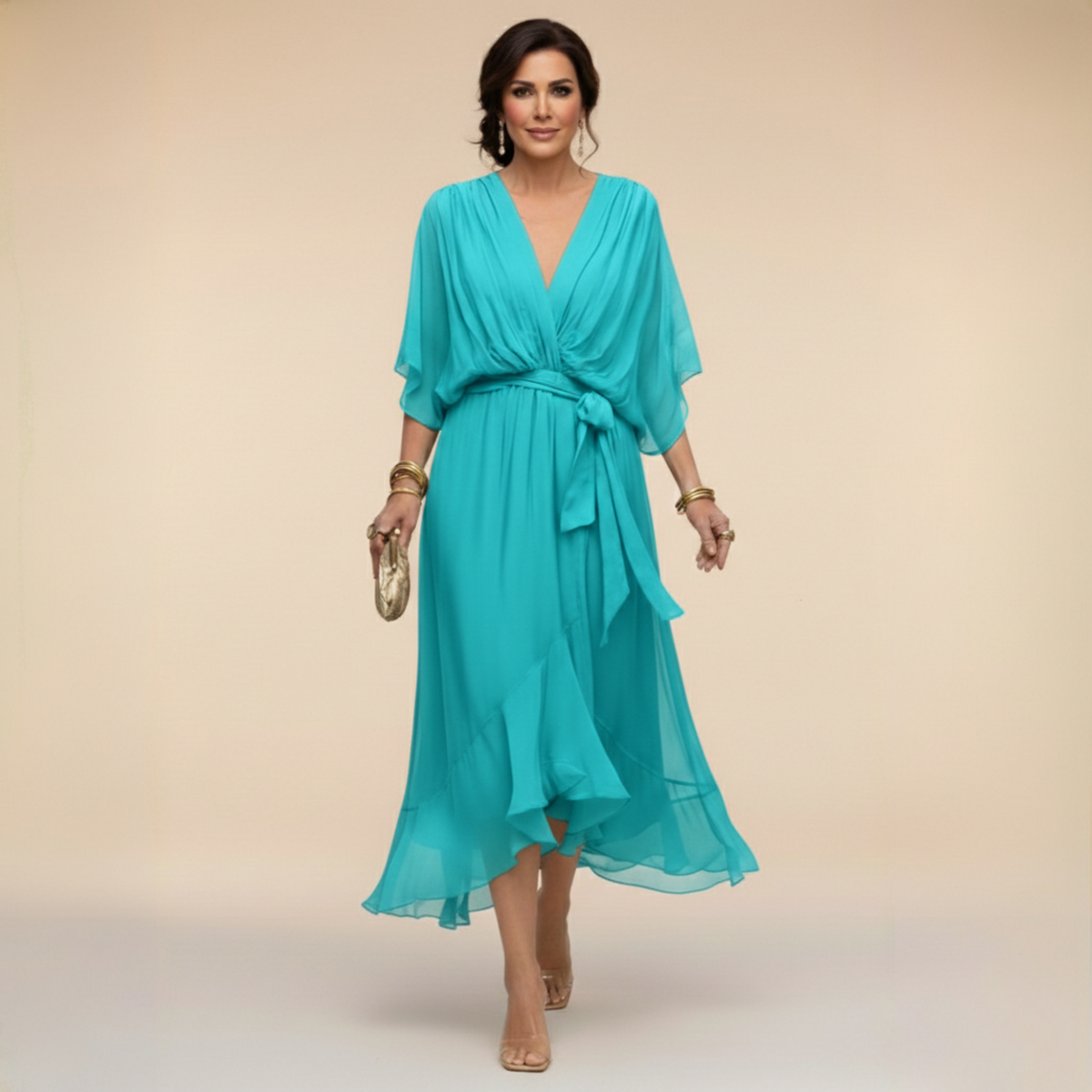 Marta™ | Elegant Flowing V-Neck Dress