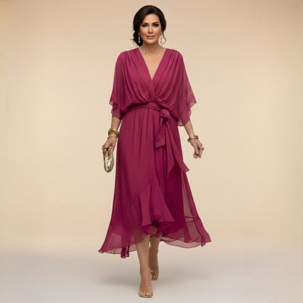 Marta™ | Elegant Flowing V-Neck Dress