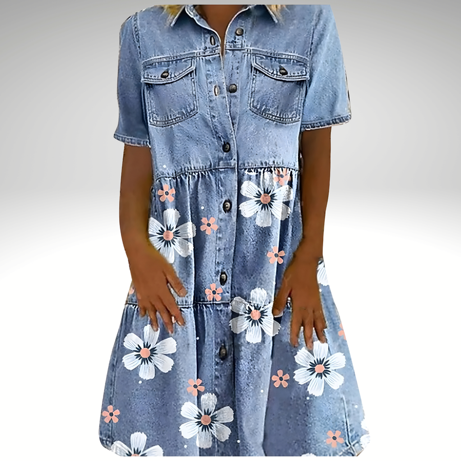 Maribel™ Denim Flower Dress