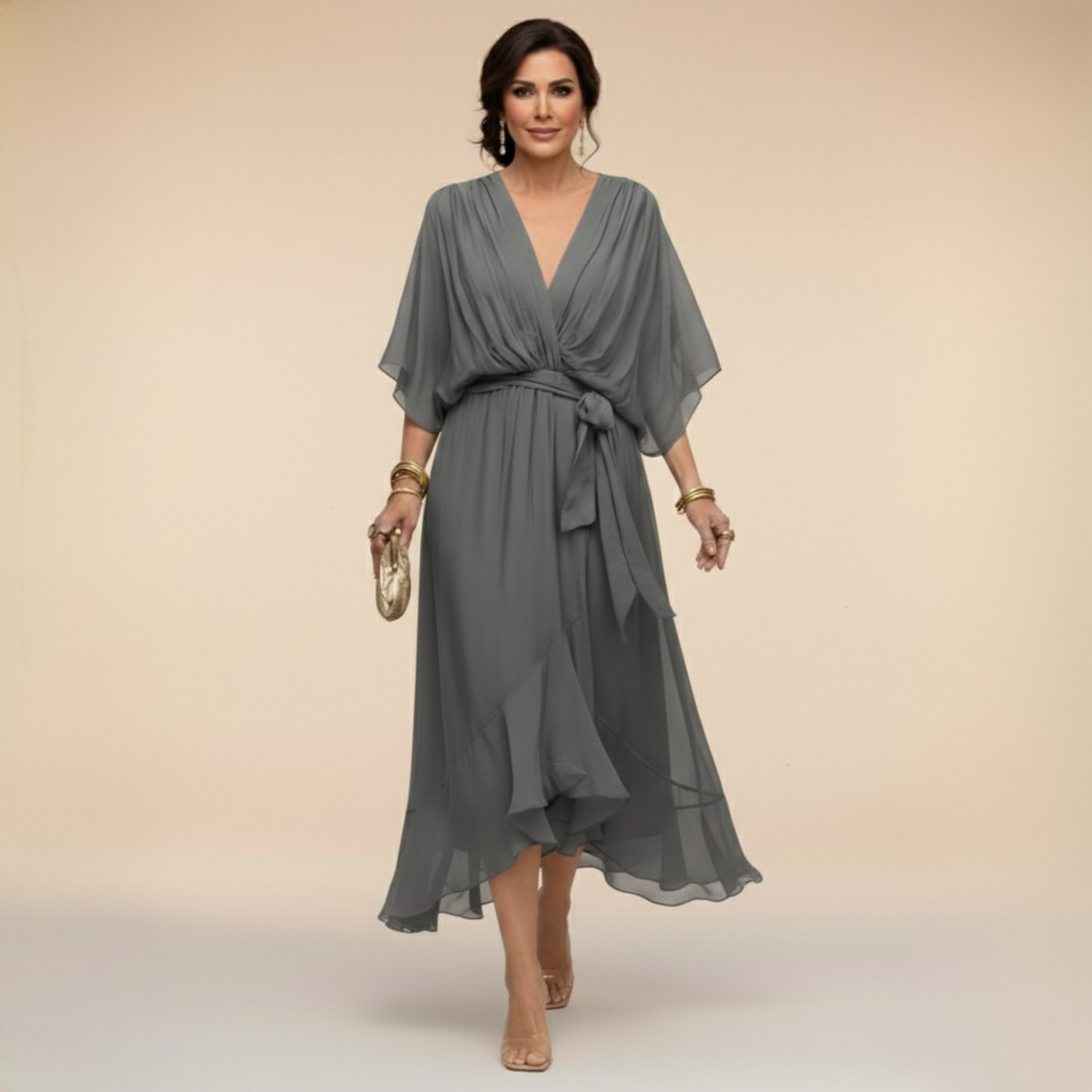Marta™ | Elegant Flowing V-Neck Dress
