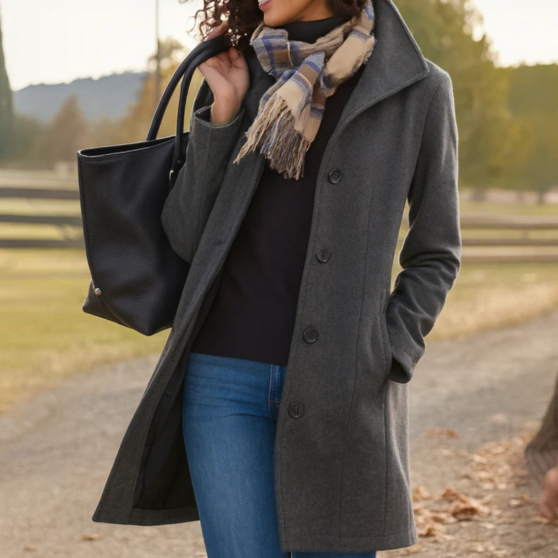 Classic Coat with Buttons for Women