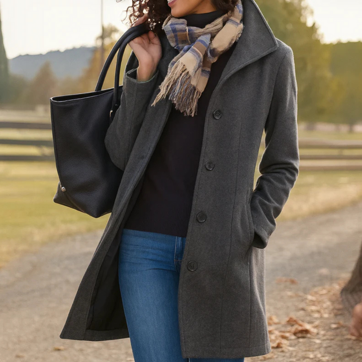 Classic Coat with Buttons for Women