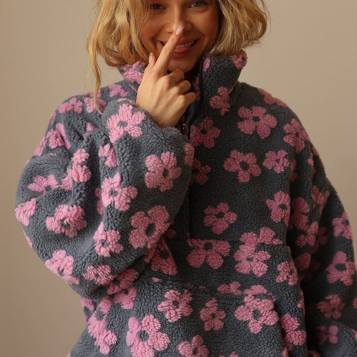 Anna | Warm Fleece Jumper with Floral Print