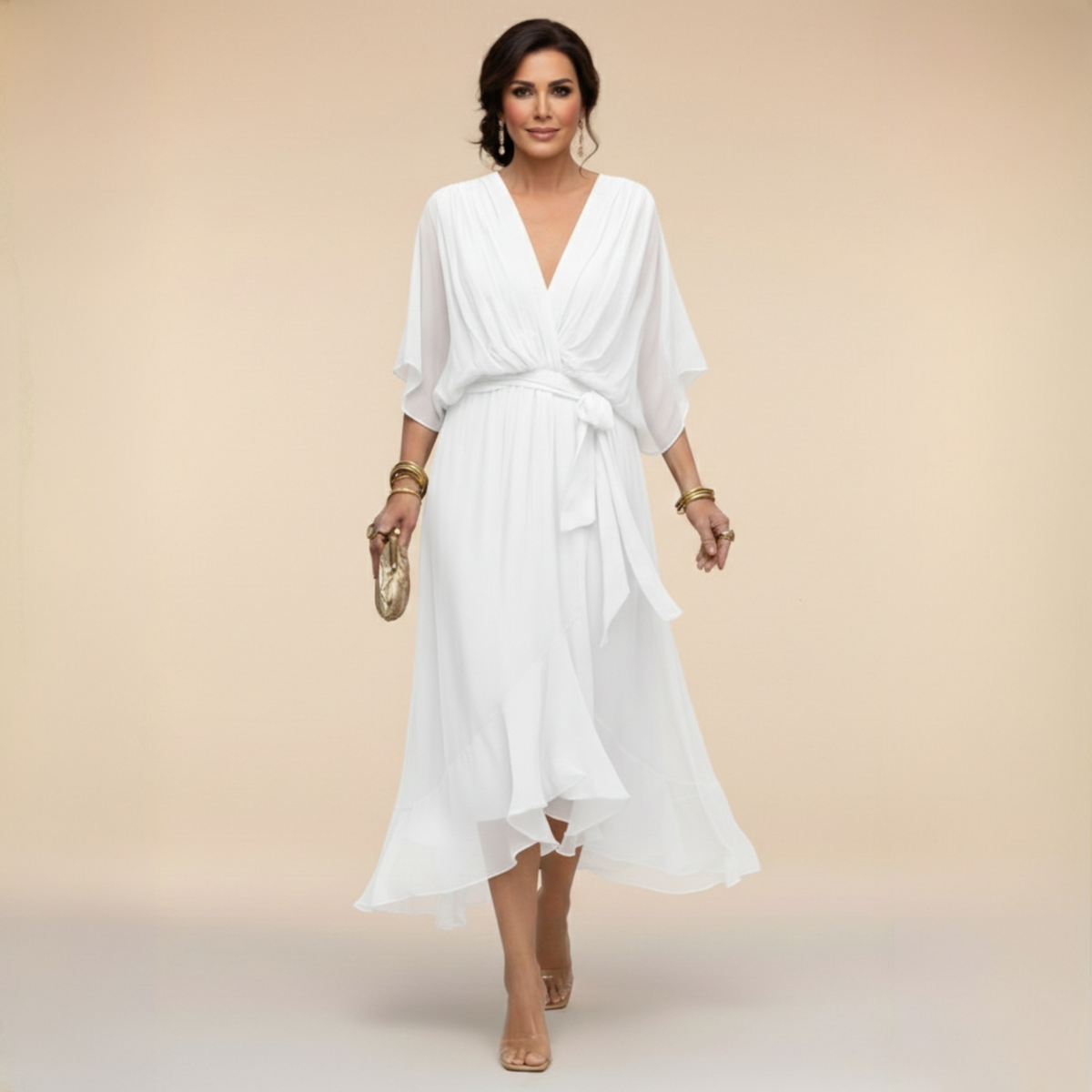 Marta™ | Elegant Flowing V-Neck Dress