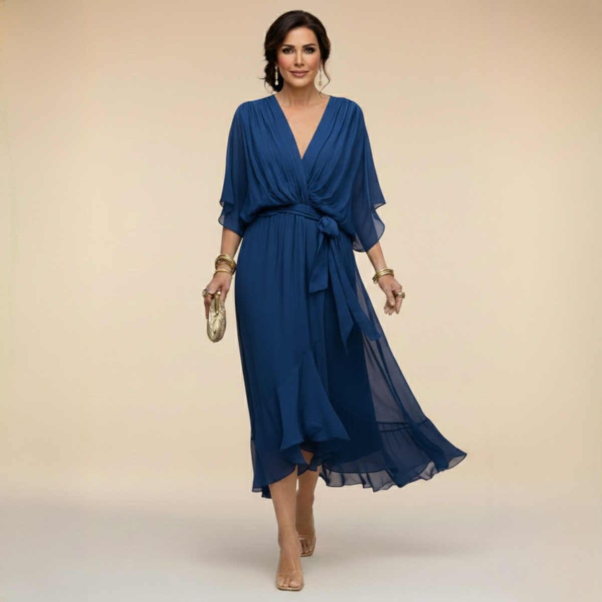 Marta™ | Elegant Flowing V-Neck Dress