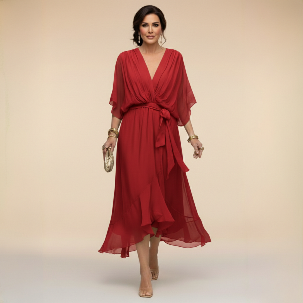 Marta™ | Elegant Flowing V-Neck Dress