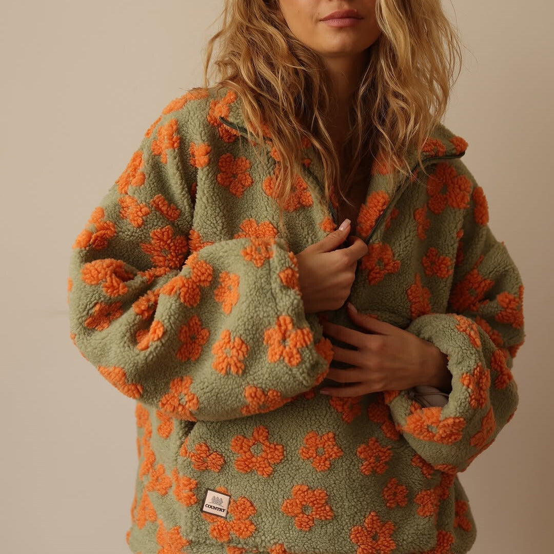 Anna | Warm Fleece Jumper with Floral Print