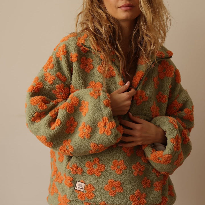 Anna | Warm Fleece Jumper with Floral Print