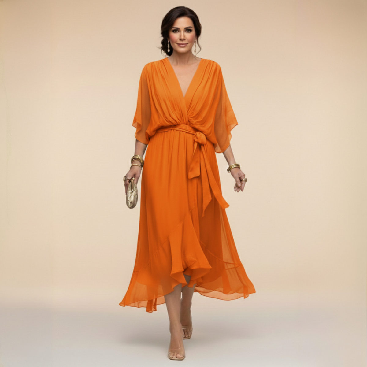 Marta™ | Elegant Flowing V-Neck Dress