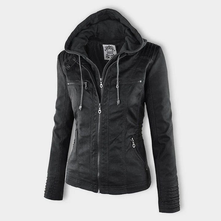 Leather Jacket with Hood for Women