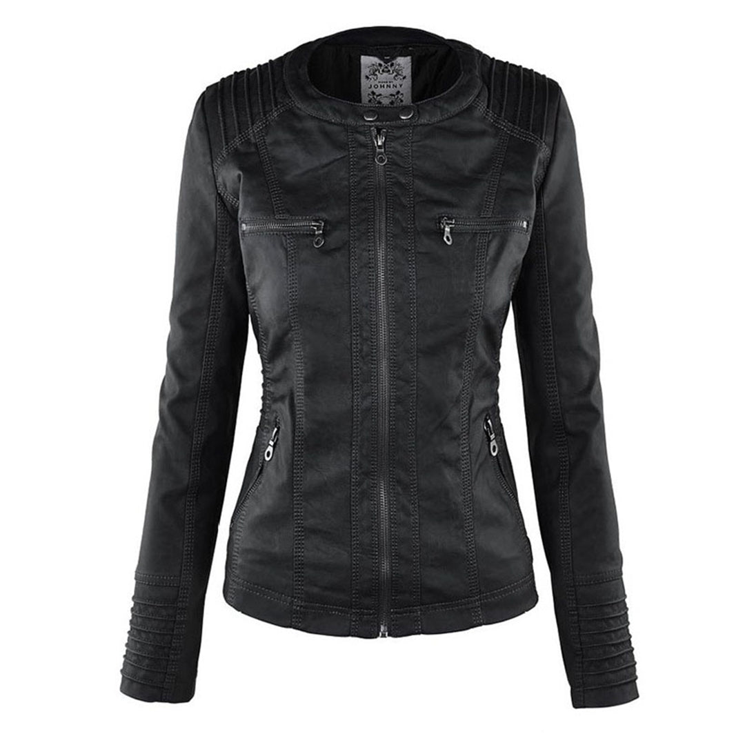 Leather Jacket with Hood for Women