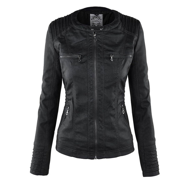 Leather Jacket with Hood for Women