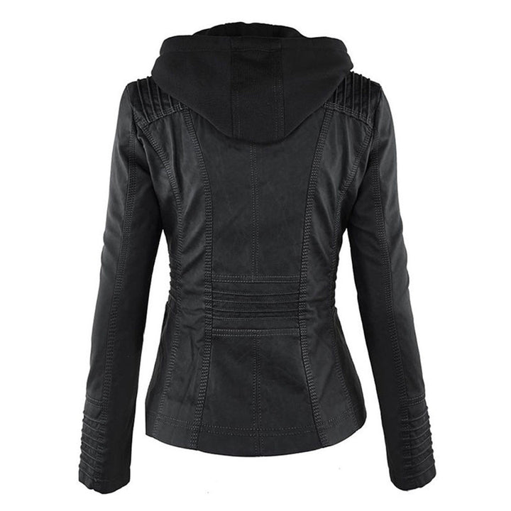 Leather Jacket with Hood for Women