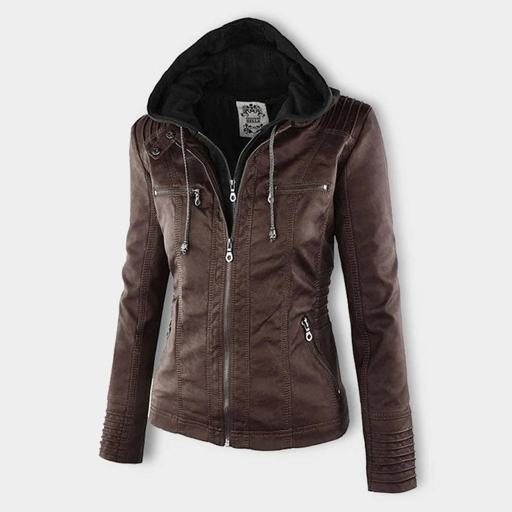 Leather Jacket with Hood for Women