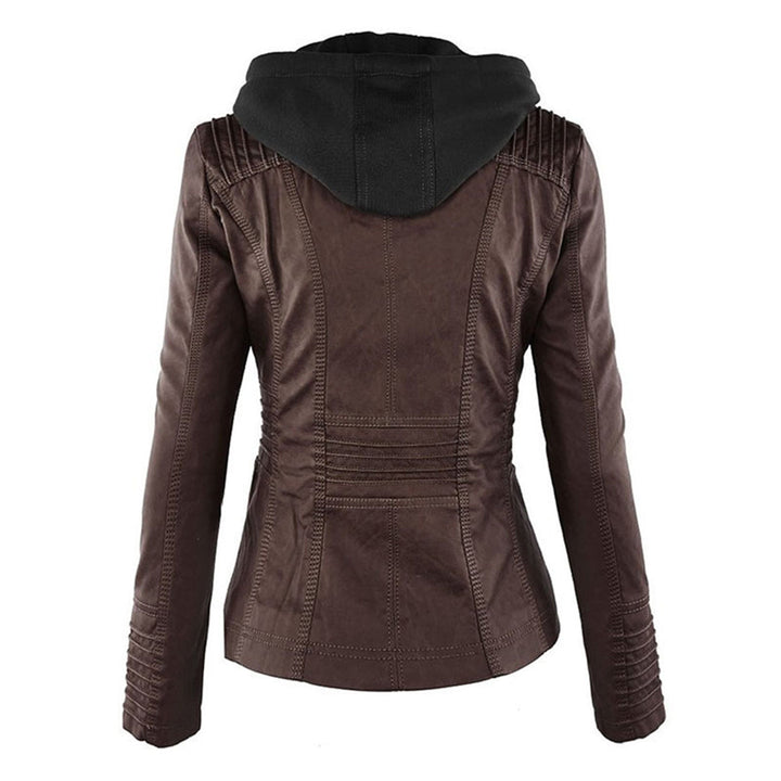 Leather Jacket with Hood for Women