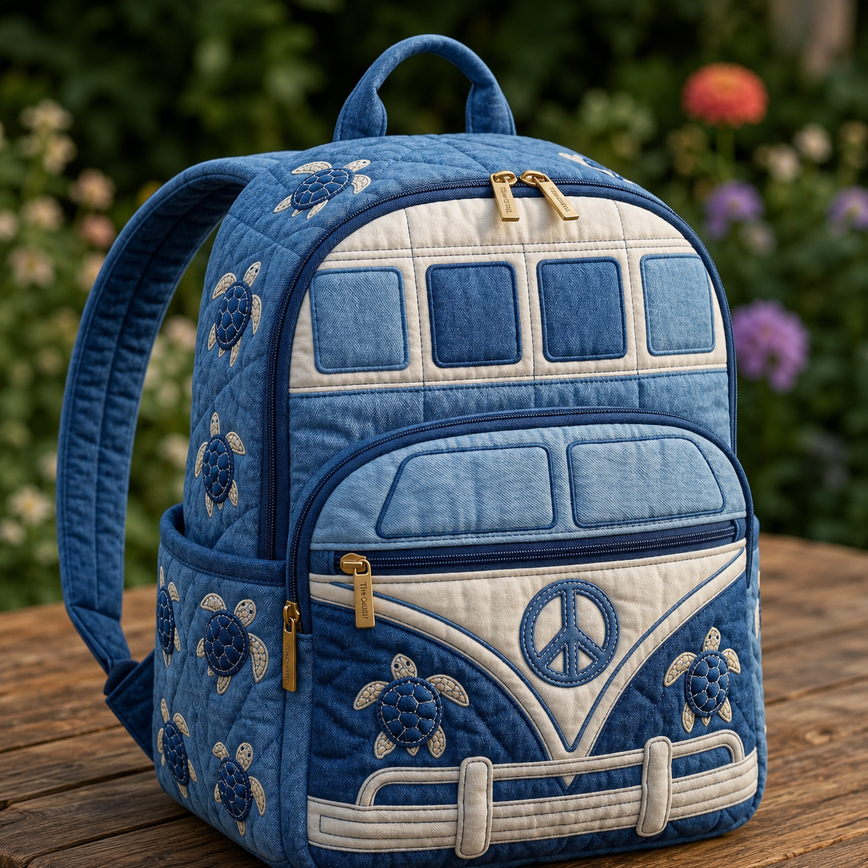 Bohemian Backpack - Denim with Sea Turtle Design