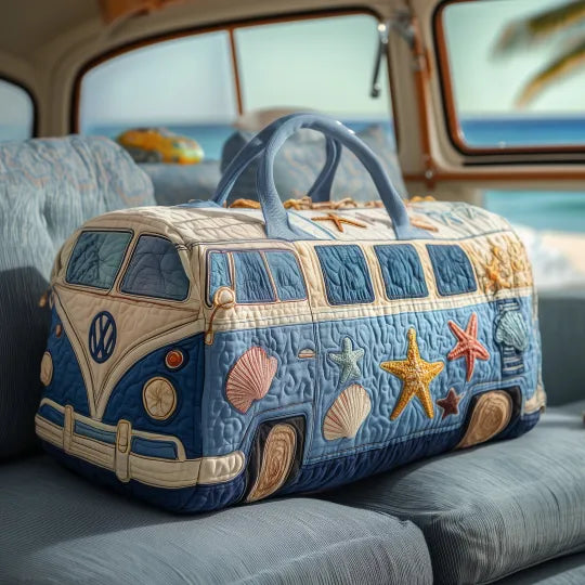 Hippie Travel Bag with Lining - Volkswagen Beach