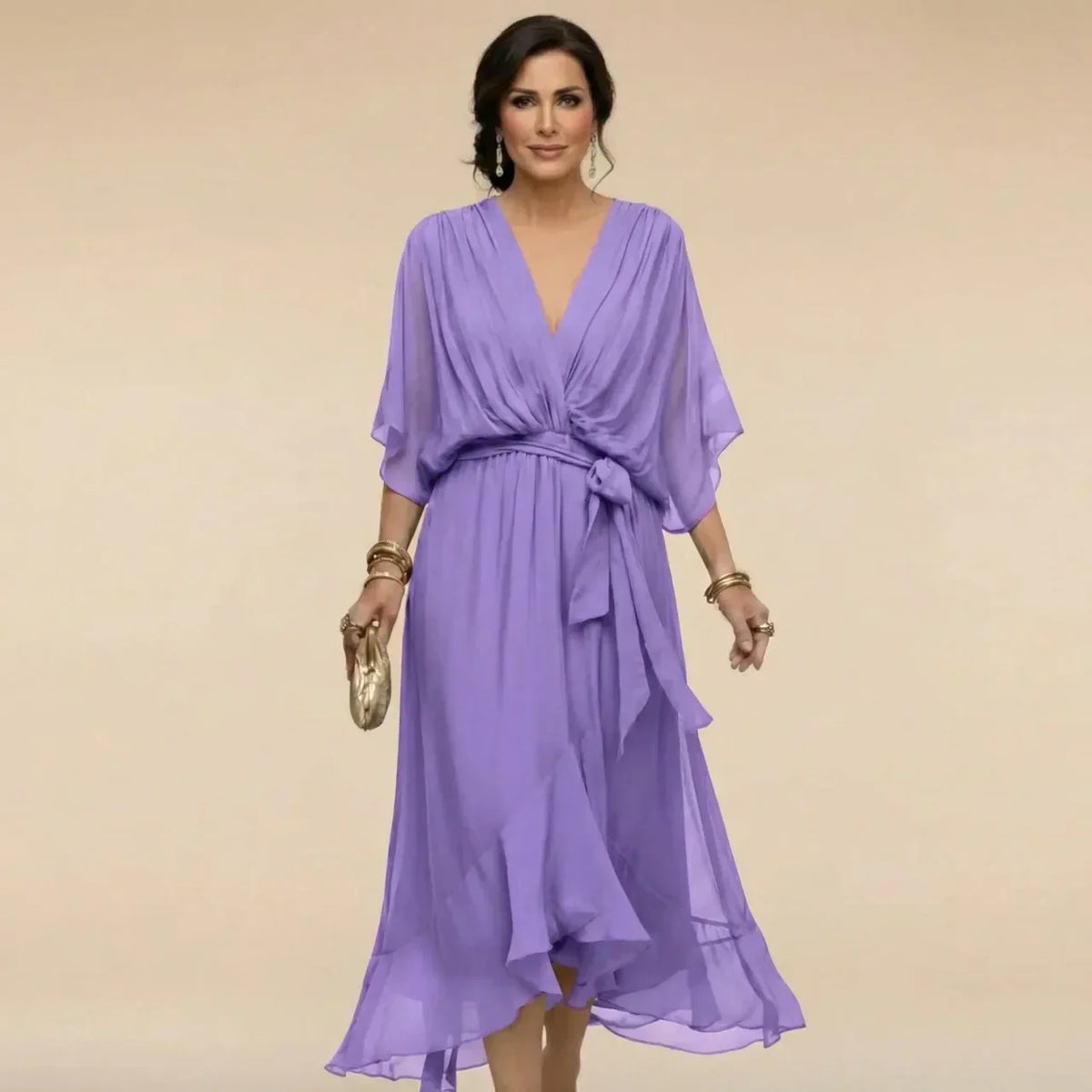 Marta™ | Elegant Flowing V-Neck Dress