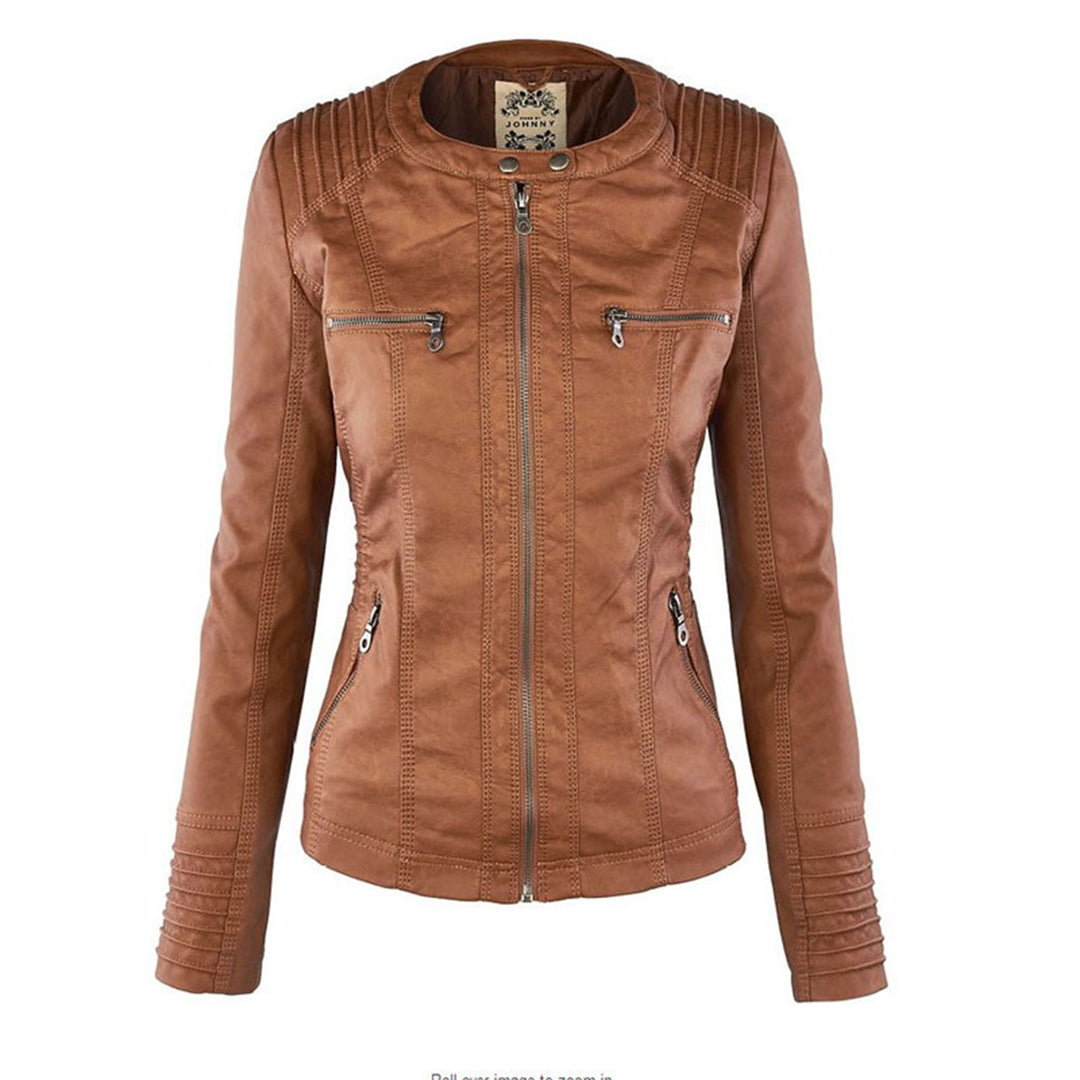 Leather Jacket with Hood for Women