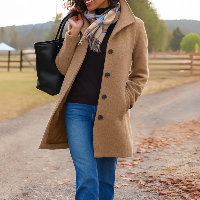 Classic Coat with Buttons for Women