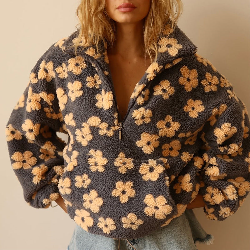 Anna | Warm Fleece Jumper with Floral Print
