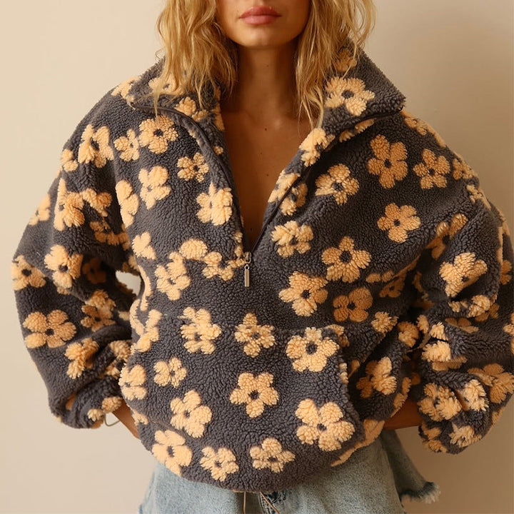 Anna | Warm Fleece Jumper with Floral Print