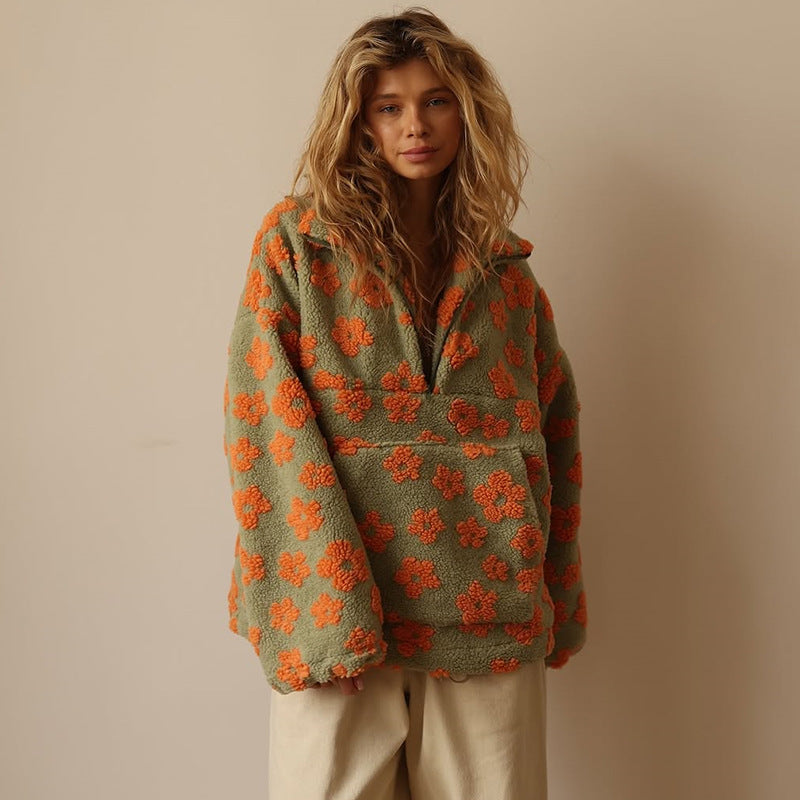 Anna | Warm Fleece Jumper with Floral Print