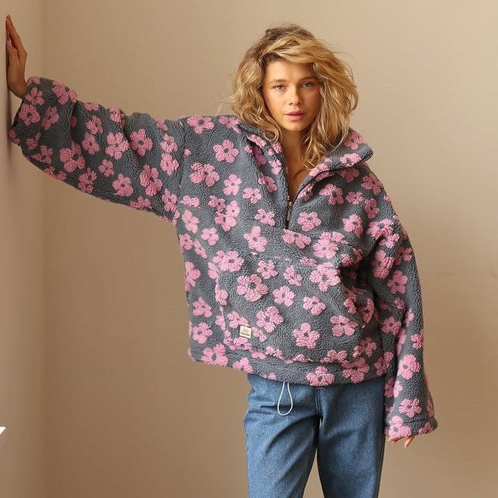 Anna | Warm Fleece Jumper with Floral Print