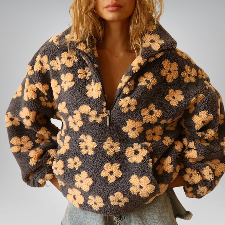 Anna | Warm Fleece Jumper with Floral Print