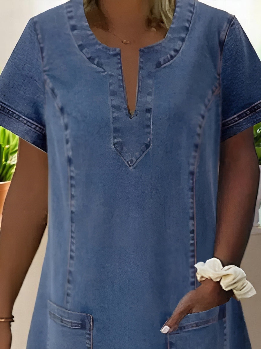 Orthelia™ Soft Denim Dress with Front Pockets
