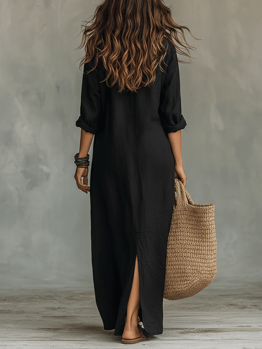 Soline™ | Relaxed Button-Down Maxi Dress