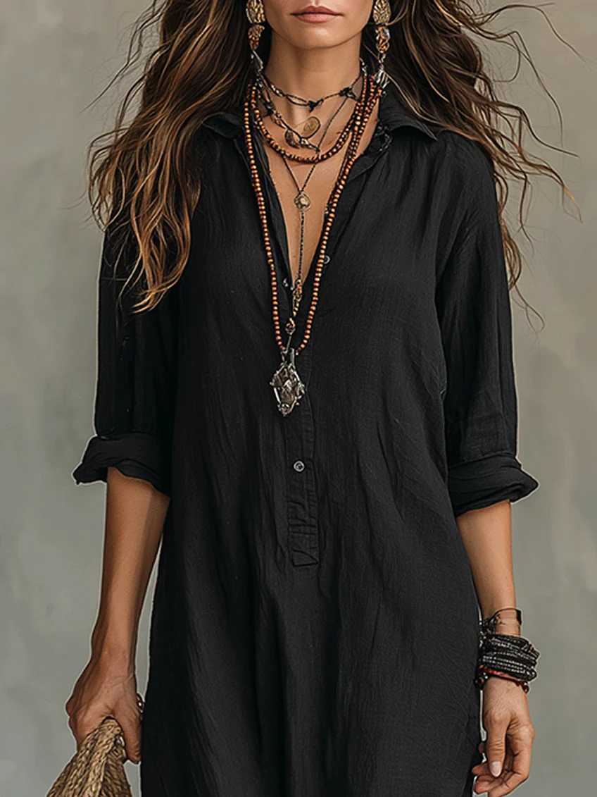 Soline™ | Relaxed Button-Down Maxi Dress