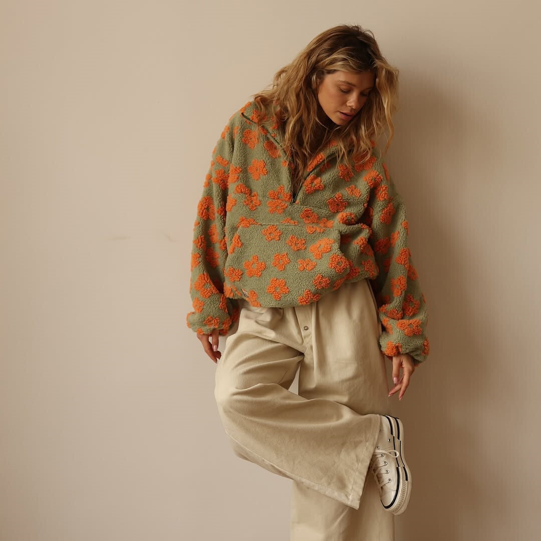 Anna | Warm Fleece Jumper with Floral Print
