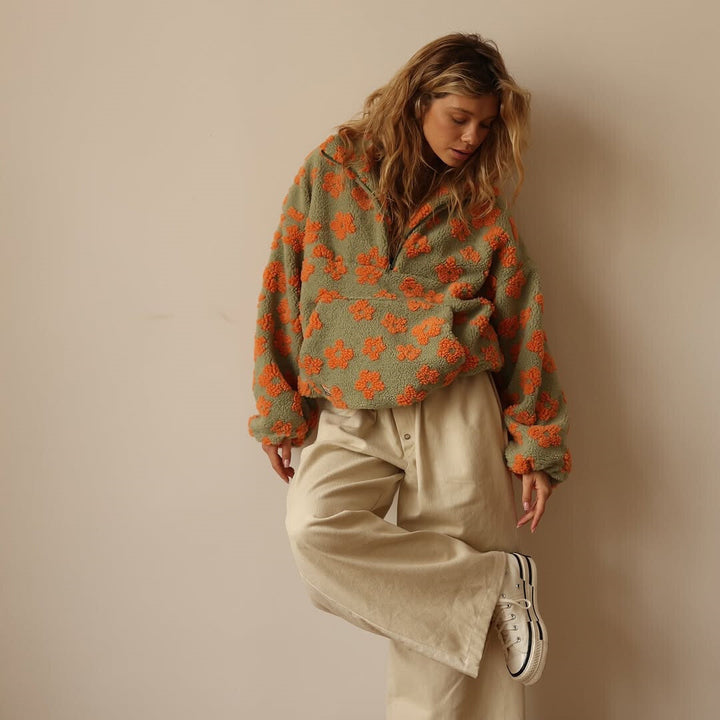 Anna | Warm Fleece Jumper with Floral Print