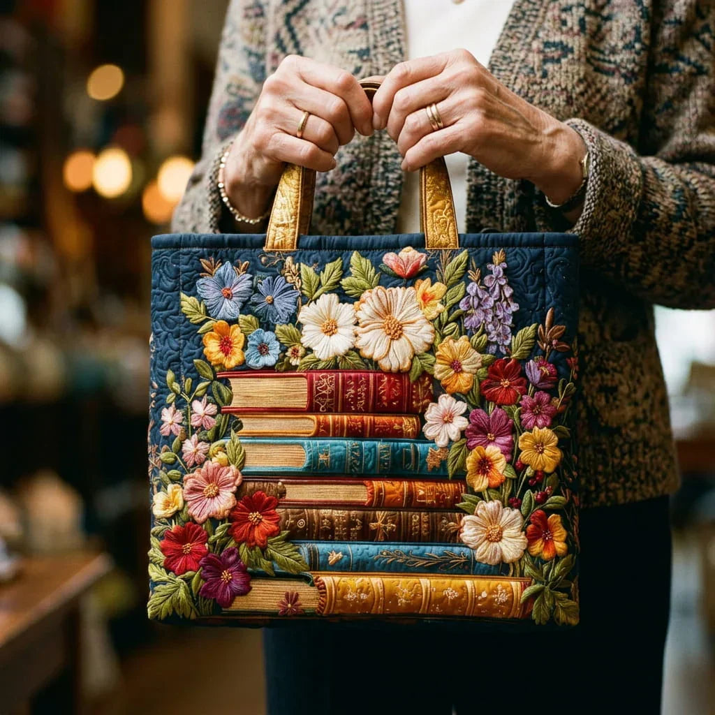 Artisanal Bag - Floral Pattern and Books