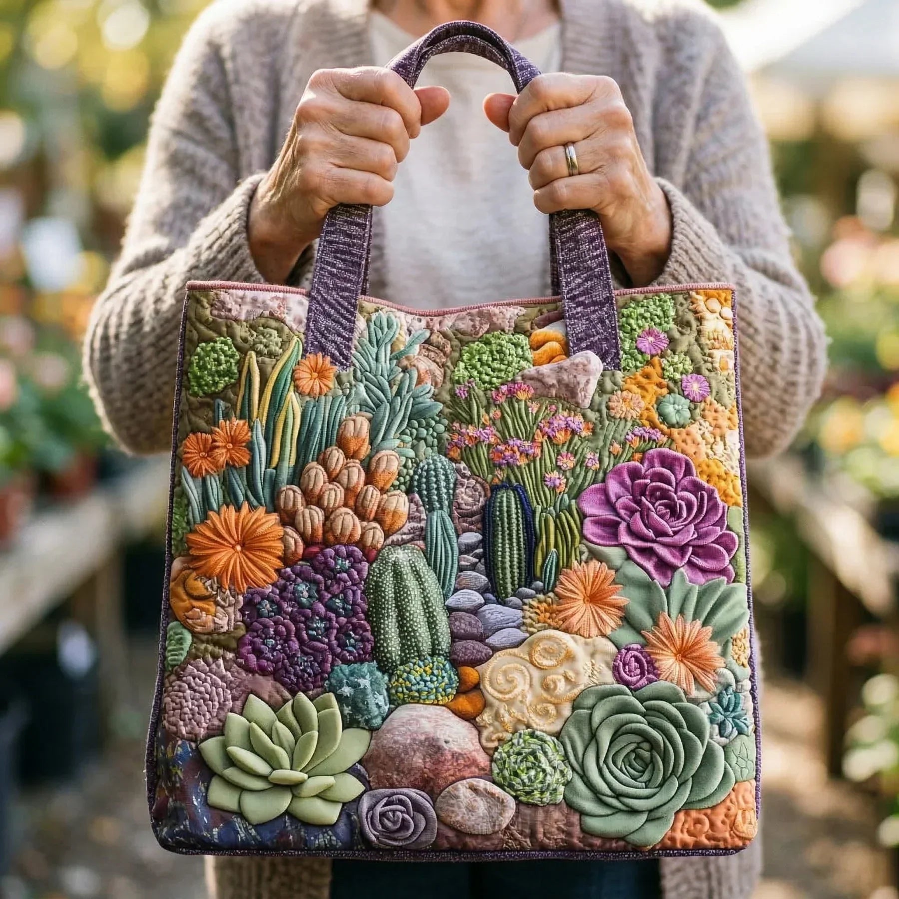 Craft Tote Bag - Succulent Garden