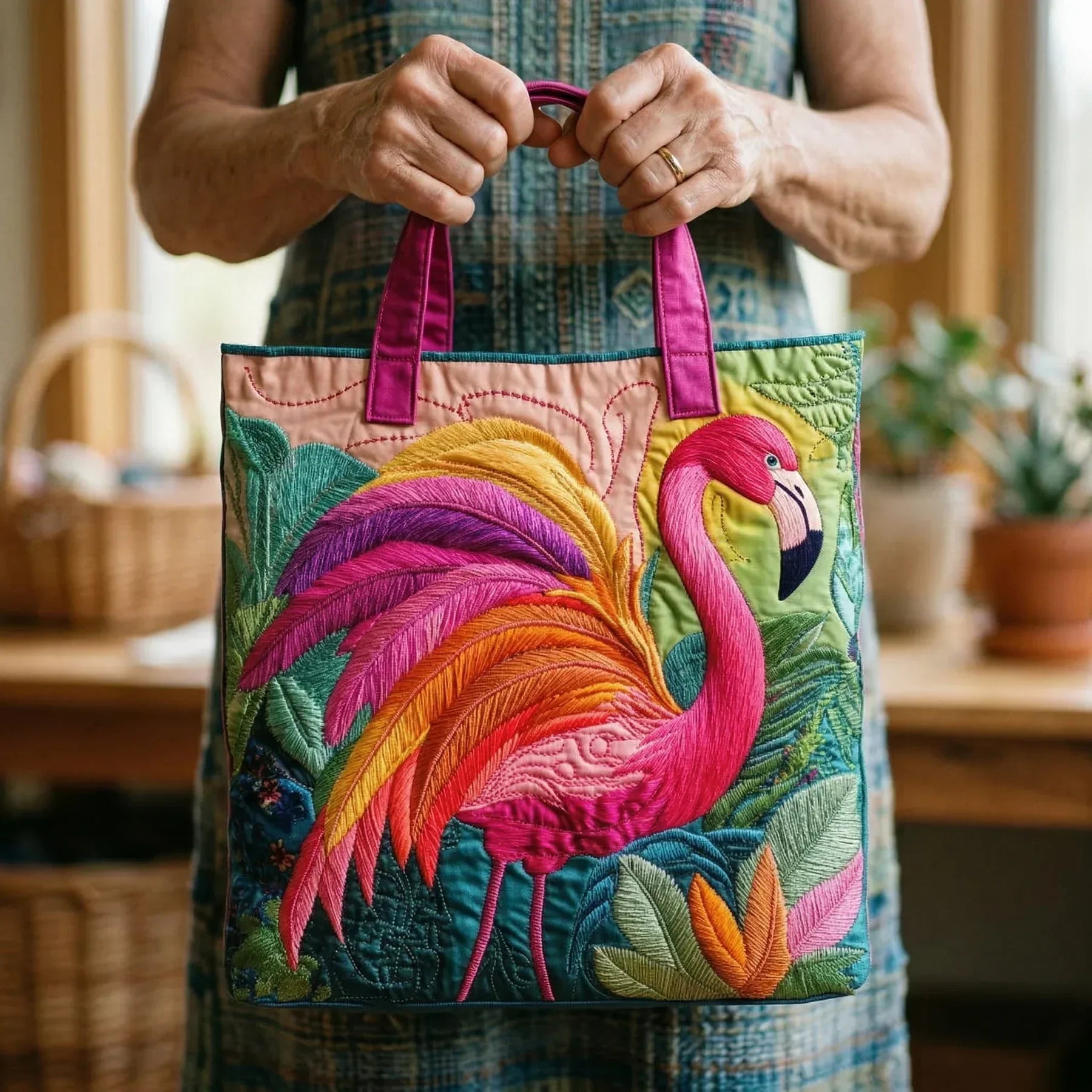 Gev quilted bag - Rainbow Flamingo